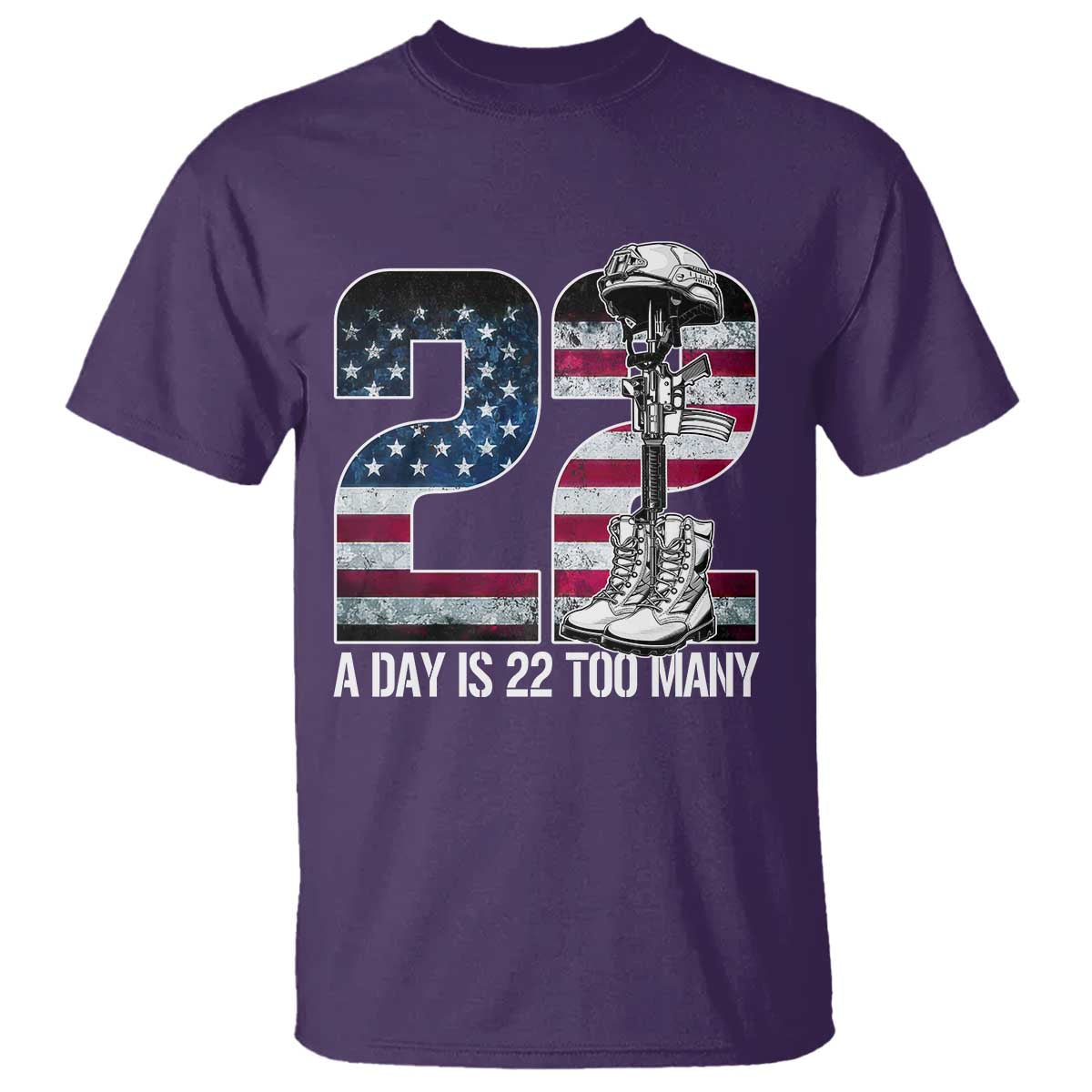 Veteran Suicide Awareness T Shirt 22 A Day is 22 Too Many Veteran Lives Matter TS02 Purple Print Your Wear
