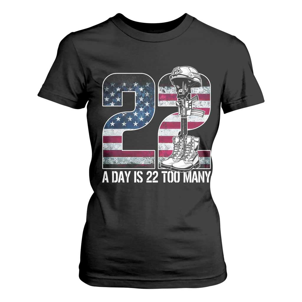 Veteran Suicide Awareness T Shirt For Women 22 A Day is 22 Too Many Veteran Lives Matter TS02 Black Print Your Wear
