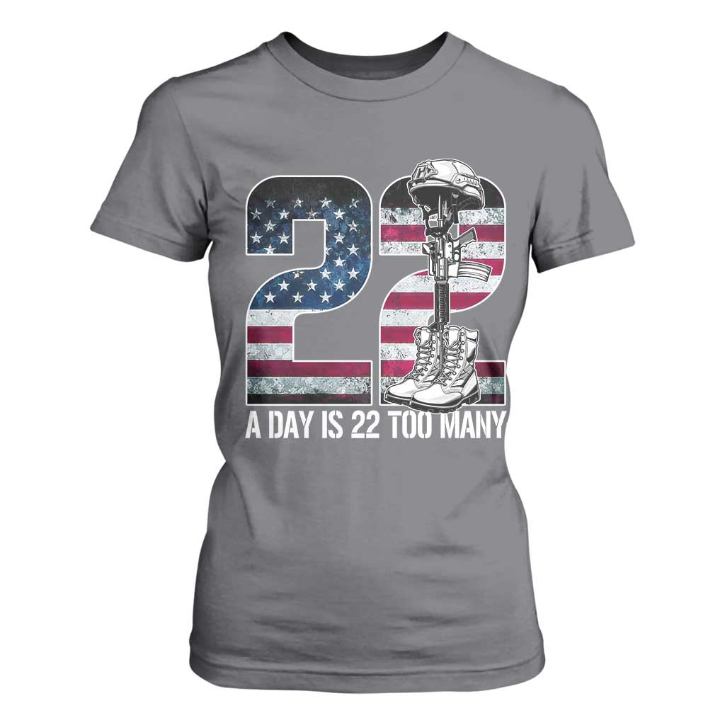 Veteran Suicide Awareness T Shirt For Women 22 A Day is 22 Too Many Veteran Lives Matter TS02 Charcoal Print Your Wear