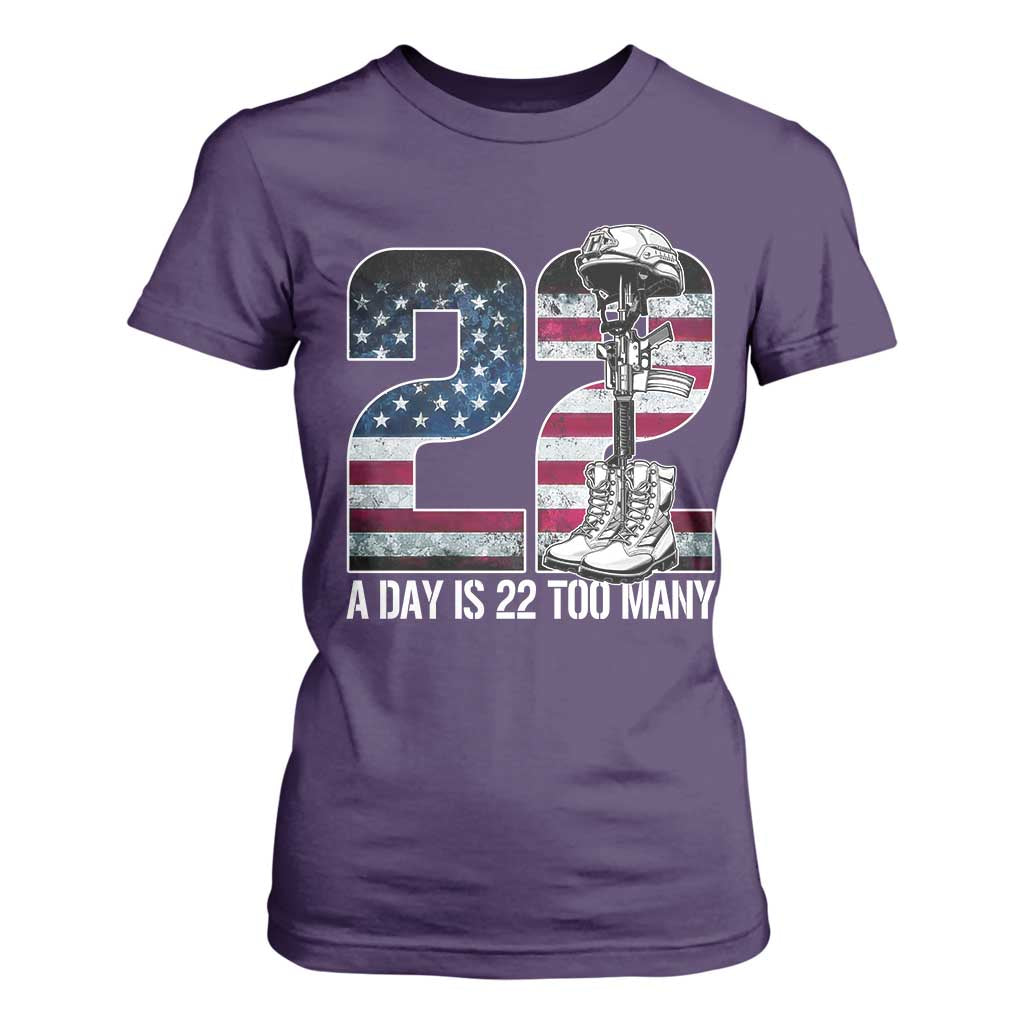 Veteran Suicide Awareness T Shirt For Women 22 A Day is 22 Too Many Veteran Lives Matter TS02 Purple Print Your Wear