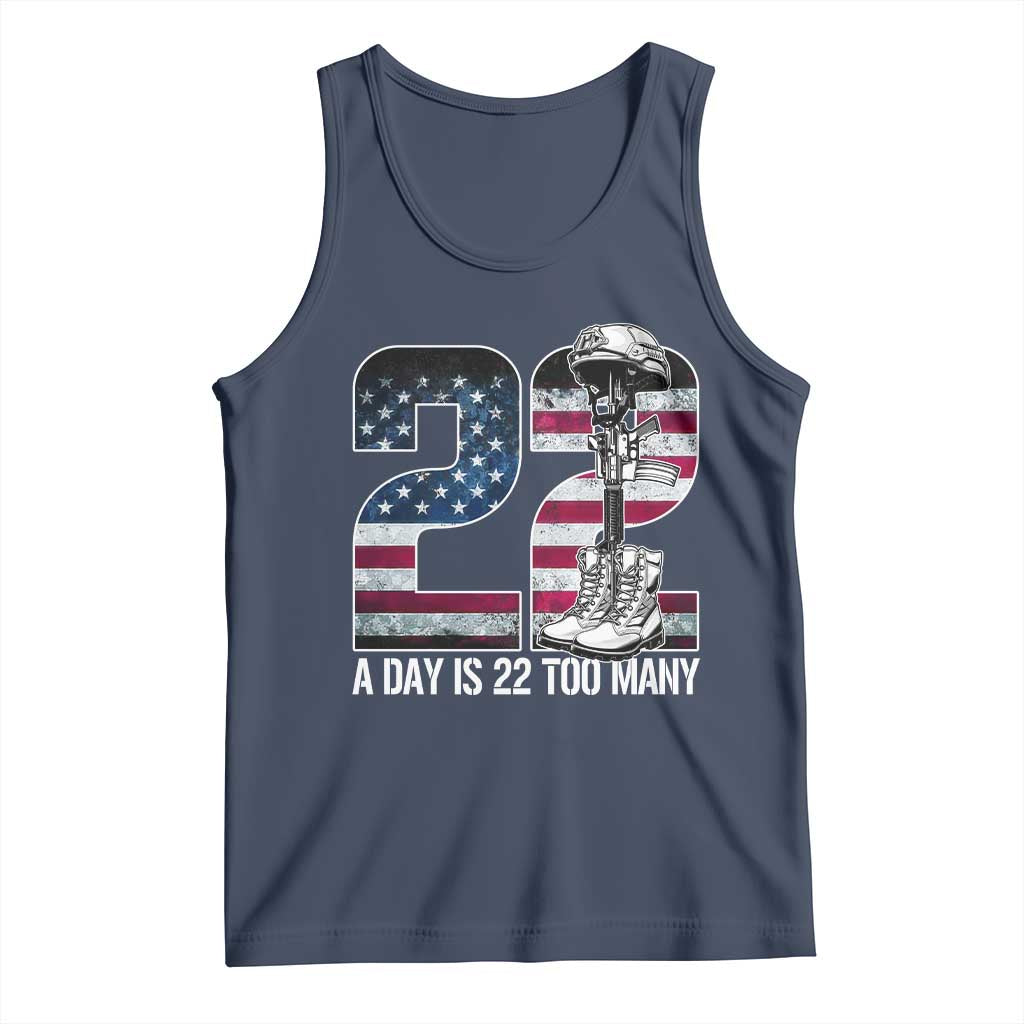 Veteran Suicide Awareness Tank Top 22 A Day is 22 Too Many Veteran Lives Matter TS02 Navy Print Your Wear
