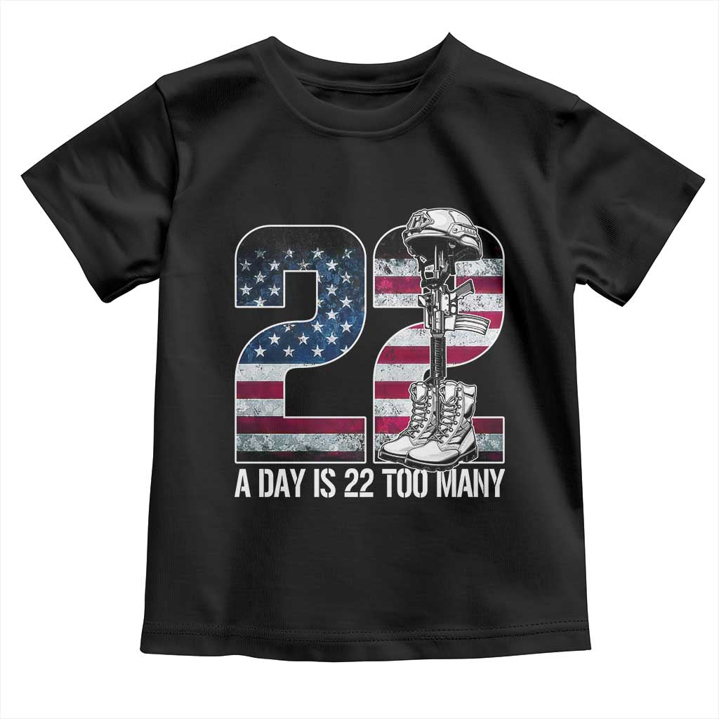 Veteran Suicide Awareness Toddler T Shirt 22 A Day is 22 Too Many Veteran Lives Matter TS02 Black Print Your Wear