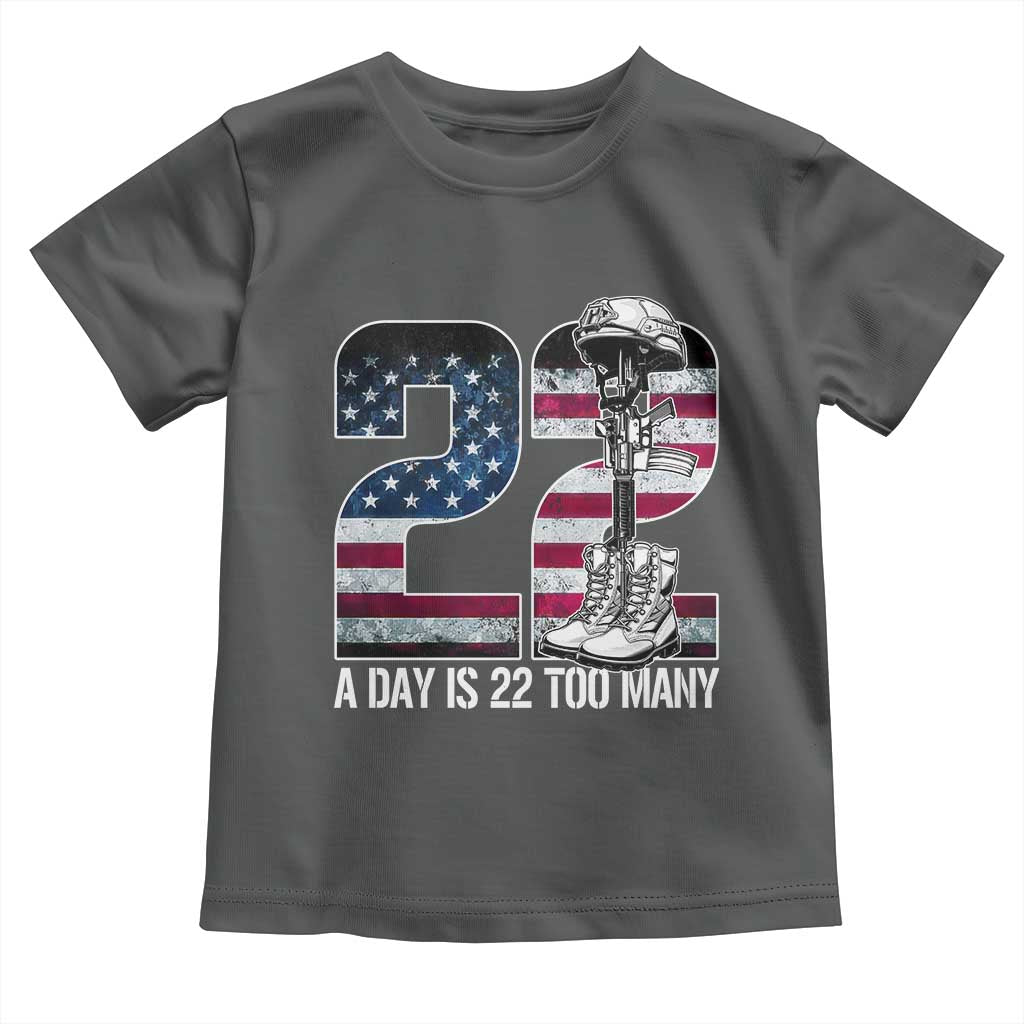 Veteran Suicide Awareness Toddler T Shirt 22 A Day is 22 Too Many Veteran Lives Matter TS02 Dark Heather Print Your Wear