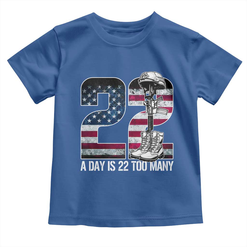 Veteran Suicide Awareness Toddler T Shirt 22 A Day is 22 Too Many Veteran Lives Matter TS02 Royal Blue Print Your Wear