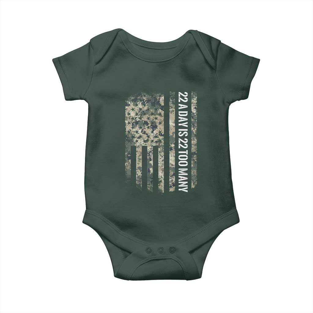 Veteran Suicide Awareness Baby Onesie USA Flag 22 A Day Is 22 Too Many TS02 Print Your Wear