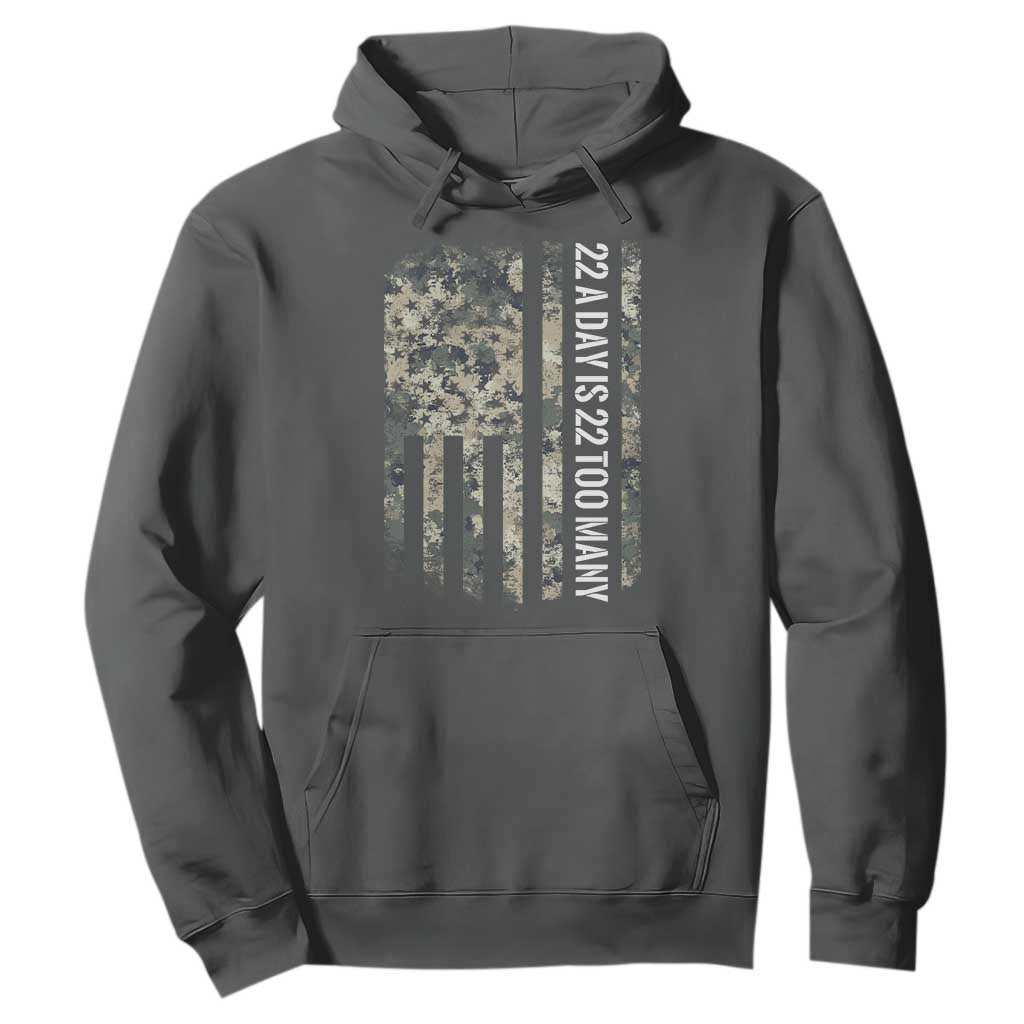 Veteran Suicide Awareness Hoodie USA Flag 22 A Day Is 22 Too Many TS02 Dark Heather Print Your Wear