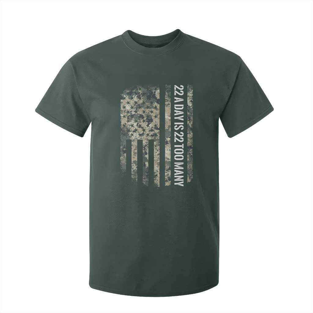 Veteran Suicide Awareness T Shirt For Kid USA Flag 22 A Day Is 22 Too Many TS02 Dark Forest Green Print Your Wear