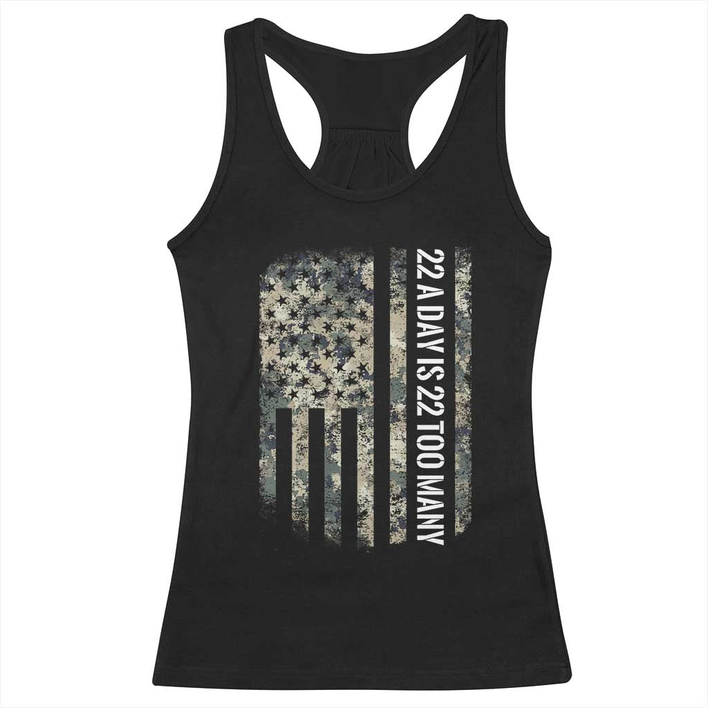 Veteran Suicide Awareness Racerback Tank Top USA Flag 22 A Day Is 22 Too Many TS02 Black Print Your Wear