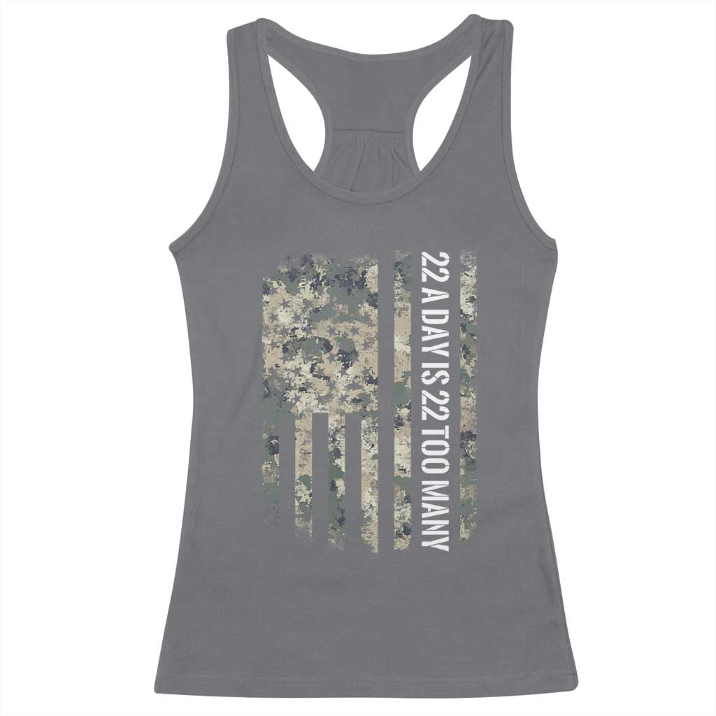 Veteran Suicide Awareness Racerback Tank Top USA Flag 22 A Day Is 22 Too Many TS02 Charcoal Print Your Wear