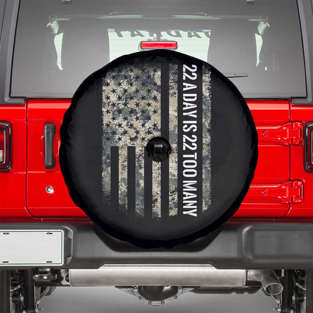 Veteran Suicide Awareness Spare Tire Cover USA Flag 22 A Day Is 22 Too Many TS02 Black Print Your Wear