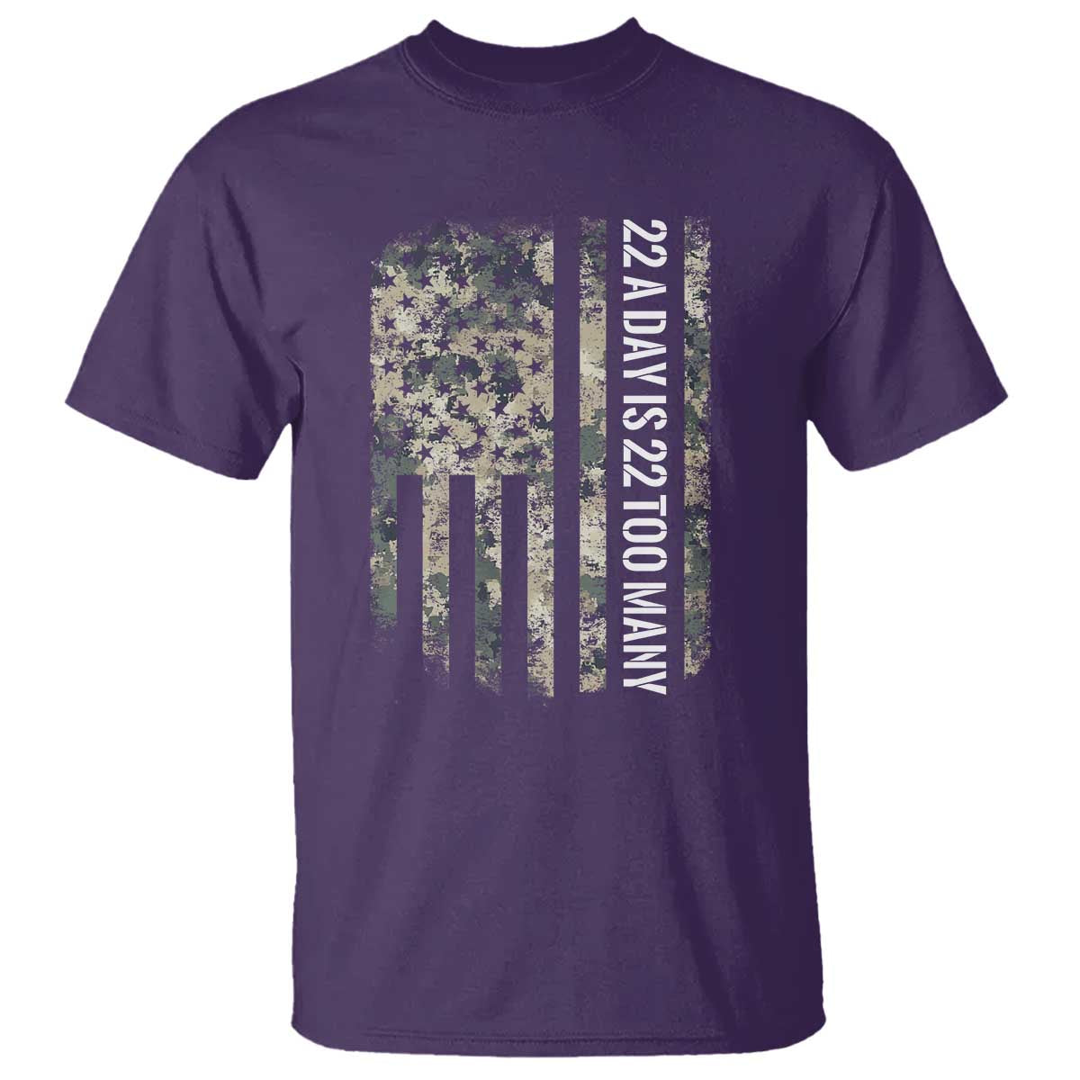 Veteran Suicide Awareness T Shirt USA Flag 22 A Day Is 22 Too Many TS02 Purple Print Your Wear