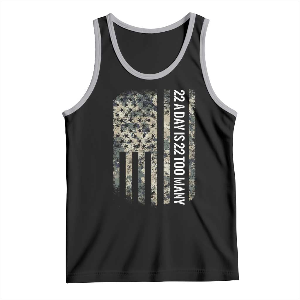 Veteran Suicide Awareness Tank Top USA Flag 22 A Day Is 22 Too Many TS02 Black Athletic Heather Print Your Wear