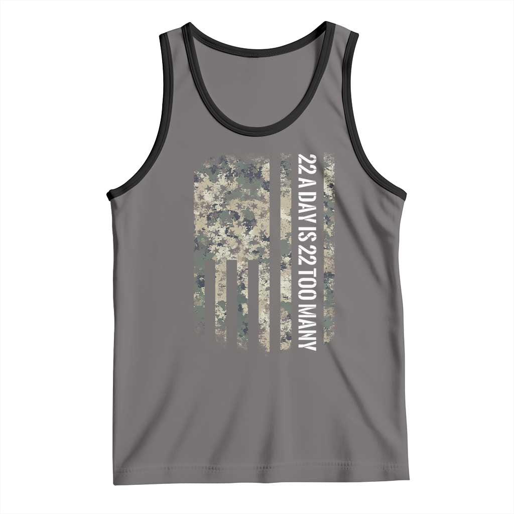 Veteran Suicide Awareness Tank Top USA Flag 22 A Day Is 22 Too Many TS02 Deep Heather Black Print Your Wear