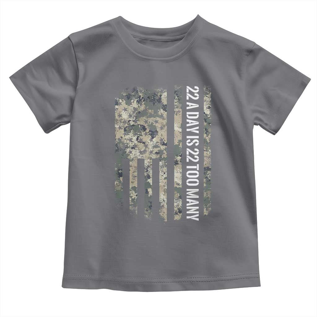 Veteran Suicide Awareness Toddler T Shirt USA Flag 22 A Day Is 22 Too Many TS02 Charcoal Print Your Wear