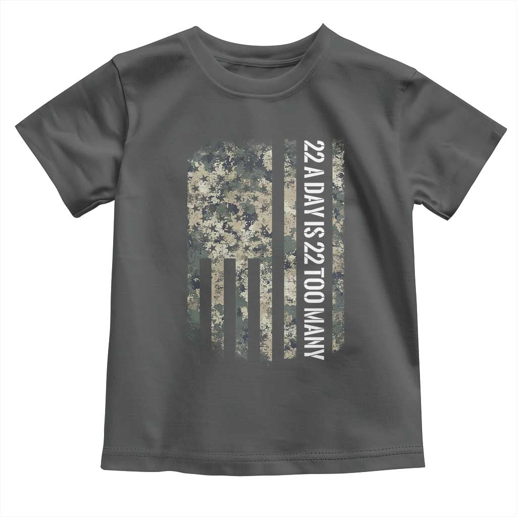 Veteran Suicide Awareness Toddler T Shirt USA Flag 22 A Day Is 22 Too Many TS02 Dark Heather Print Your Wear