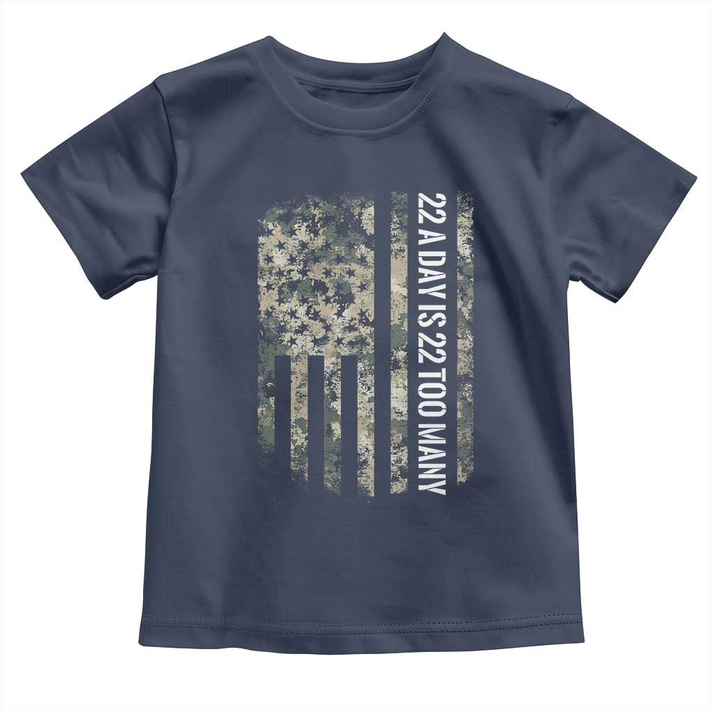 Veteran Suicide Awareness Toddler T Shirt USA Flag 22 A Day Is 22 Too Many TS02 Navy Print Your Wear