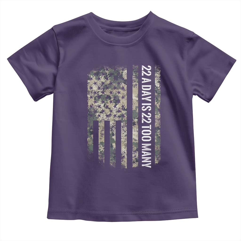 Veteran Suicide Awareness Toddler T Shirt USA Flag 22 A Day Is 22 Too Many TS02 Purple Print Your Wear