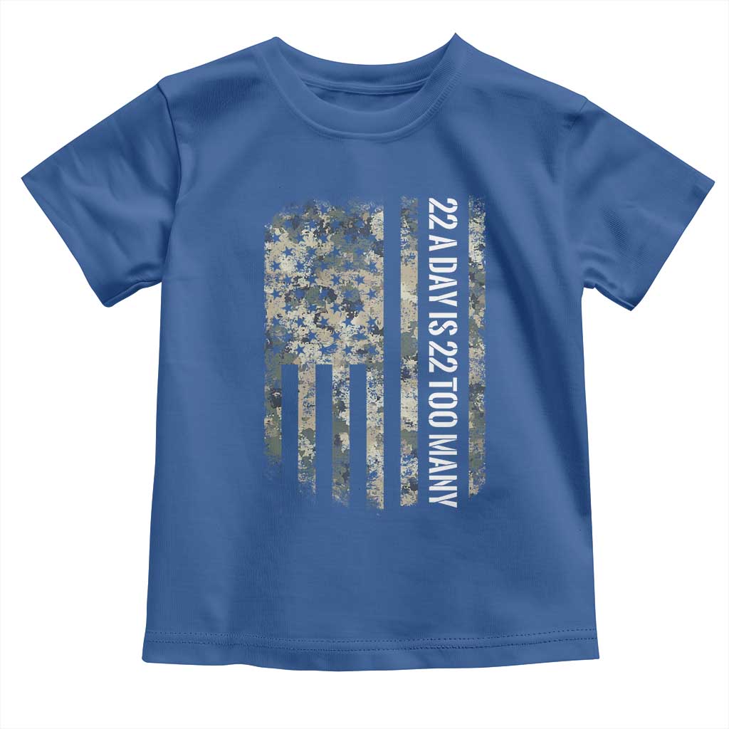 Veteran Suicide Awareness Toddler T Shirt USA Flag 22 A Day Is 22 Too Many TS02 Royal Blue Print Your Wear