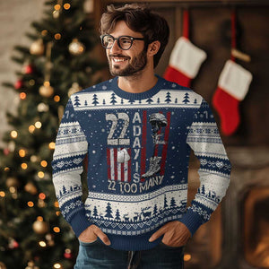 Veteran Suicide Awareness Ugly Christmas Sweater 22 A Day Is 22 Too Many TS02 Navy Beige Print Your Wear