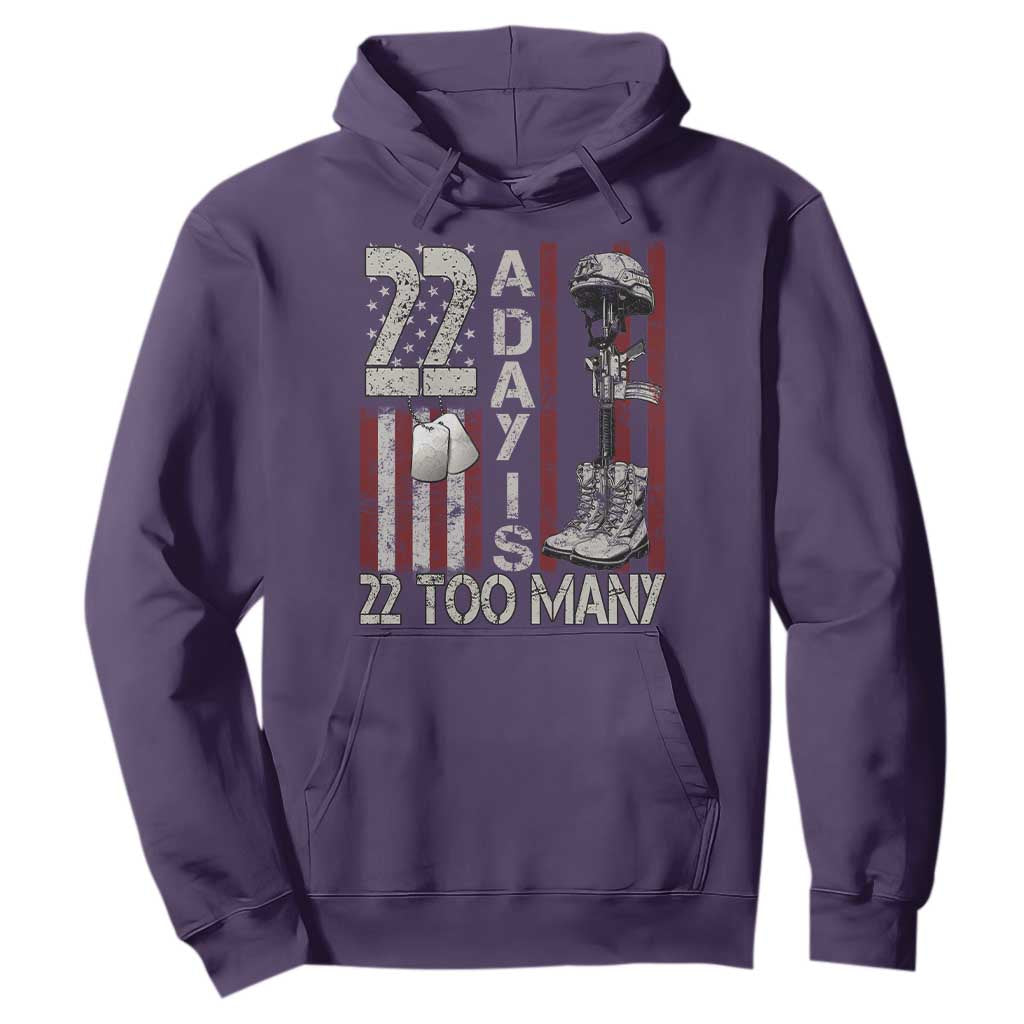 Veteran Suicide Awareness Hoodie 22 A Day Is 22 Too Many TS02 Purple Print Your Wear