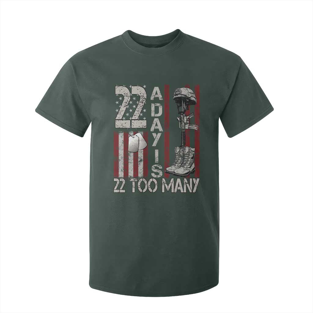 Veteran Suicide Awareness T Shirt For Kid 22 A Day Is 22 Too Many TS02 Dark Forest Green Print Your Wear