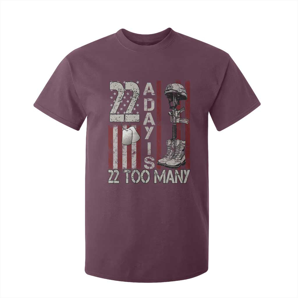 Veteran Suicide Awareness T Shirt For Kid 22 A Day Is 22 Too Many TS02 Maroon Print Your Wear
