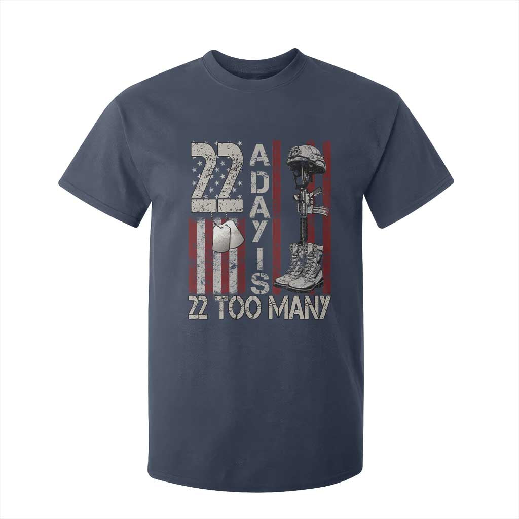 Veteran Suicide Awareness T Shirt For Kid 22 A Day Is 22 Too Many TS02 Navy Print Your Wear