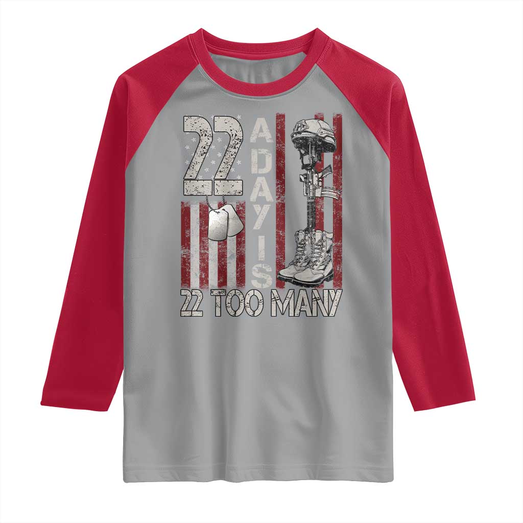 Veteran Suicide Awareness Raglan Shirt 22 A Day Is 22 Too Many TS02 Sport Gray Red Print Your Wear