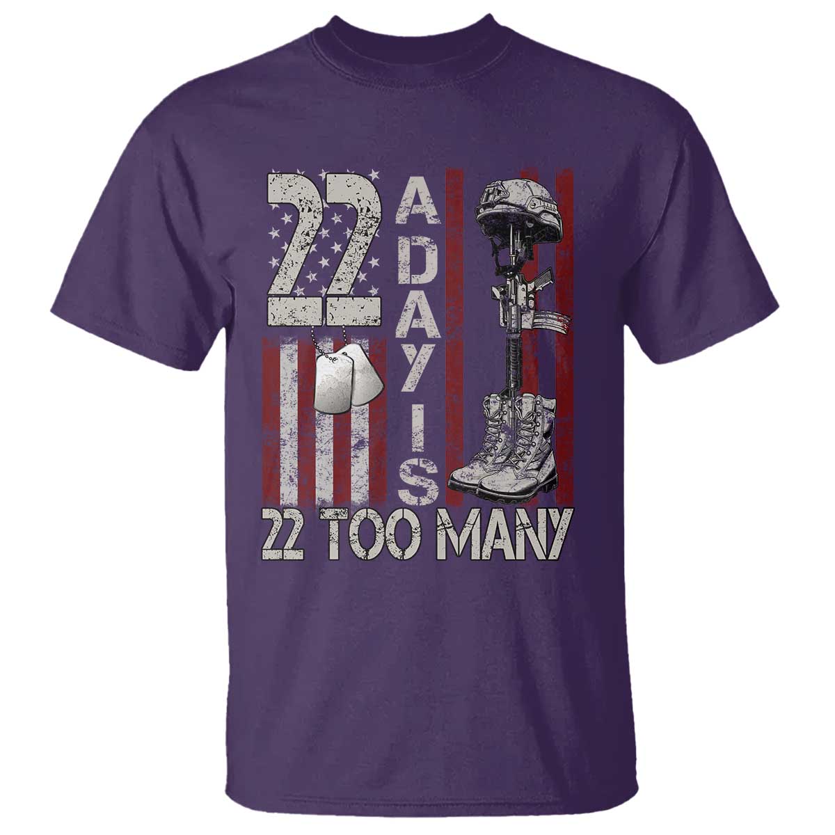 Veteran Suicide Awareness T Shirt 22 A Day Is 22 Too Many TS02 Purple Print Your Wear