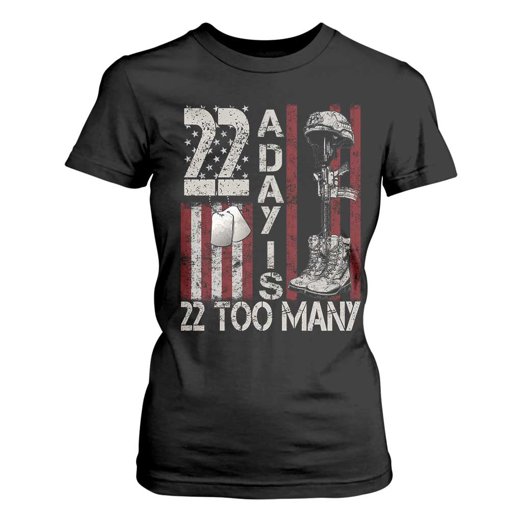 Veteran Suicide Awareness T Shirt For Women 22 A Day Is 22 Too Many TS02 Black Print Your Wear