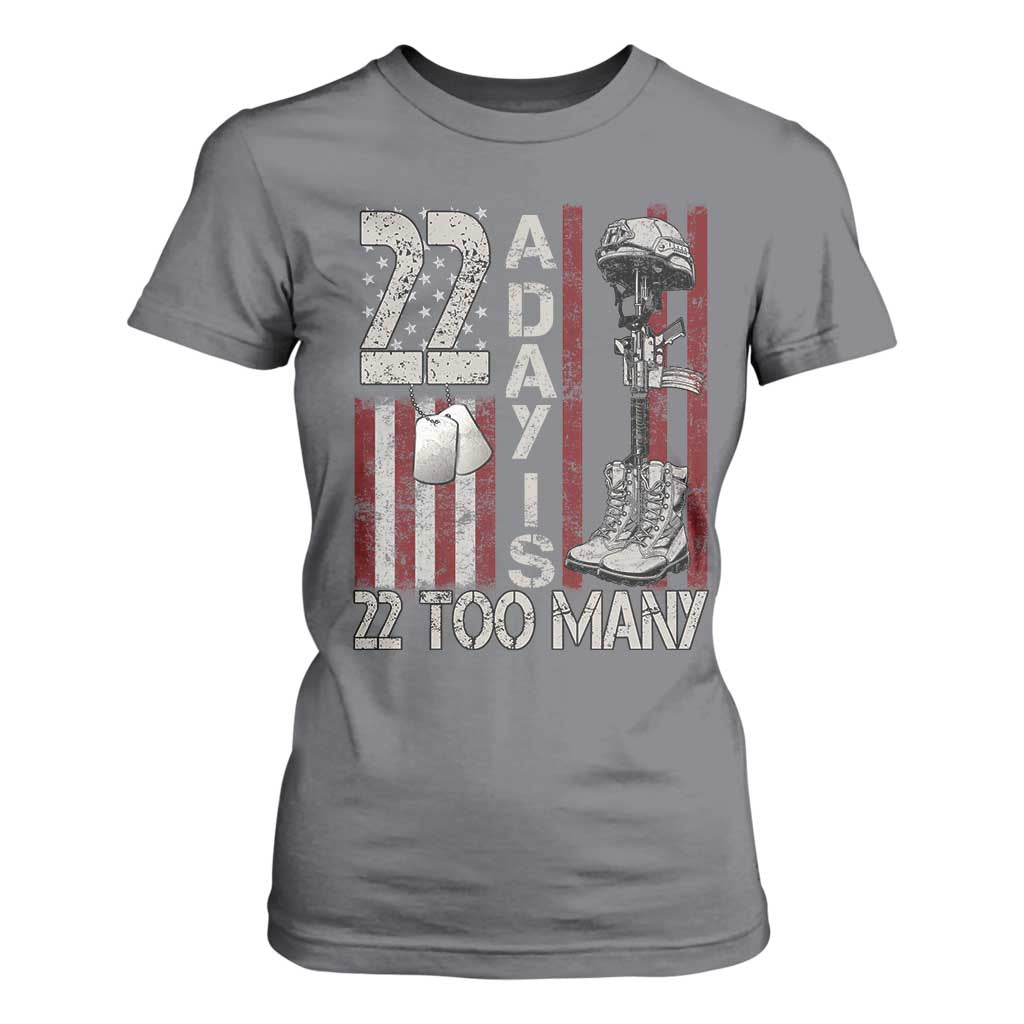 Veteran Suicide Awareness T Shirt For Women 22 A Day Is 22 Too Many TS02 Charcoal Print Your Wear