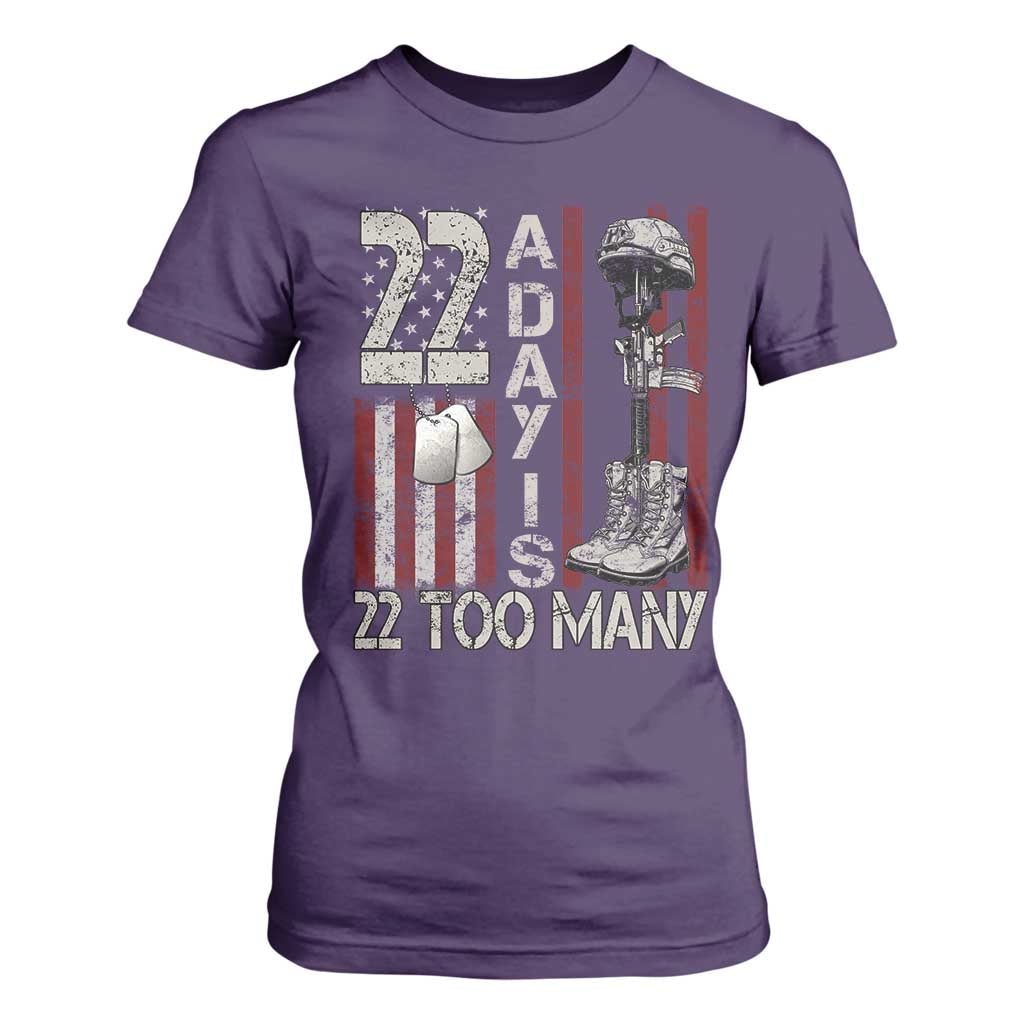 Veteran Suicide Awareness T Shirt For Women 22 A Day Is 22 Too Many TS02 Purple Print Your Wear