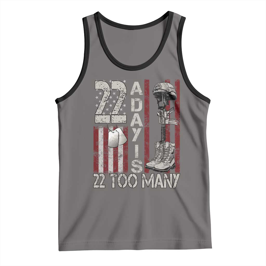 Veteran Suicide Awareness Tank Top 22 A Day Is 22 Too Many TS02 Deep Heather Black Print Your Wear
