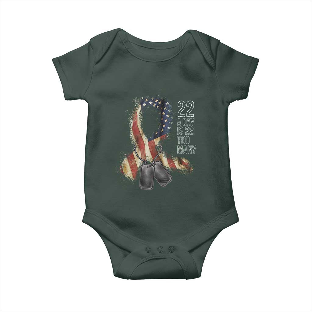 Veteran Suicide Awareness Baby Onesie 22 A Day Is 22 Too Many American Flag Ribbon TS02 Print Your Wear