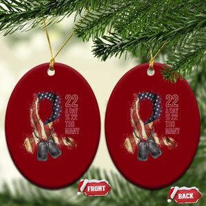 Veteran Suicide Awareness Ceramic Ornament 22 A Day Is 22 Too Many American Flag Ribbon TS02 Print Your Wear