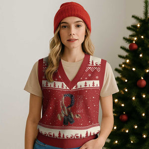 Veteran Suicide Awareness V-Neck Knit Sweater Vest 22 A Day Is 22 Too Many American Flag Ribbon TS02 Red Beige Print Your Wear