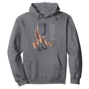 Veteran Suicide Awareness Hoodie 22 A Day Is 22 Too Many American Flag Ribbon TS02 Charcoal Print Your Wear