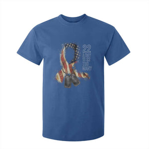 Veteran Suicide Awareness T Shirt For Kid 22 A Day Is 22 Too Many American Flag Ribbon TS02 Royal Blue Print Your Wear