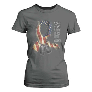Veteran Suicide Awareness T Shirt For Women 22 A Day Is 22 Too Many American Flag Ribbon TS02 Dark Heather Print Your Wear