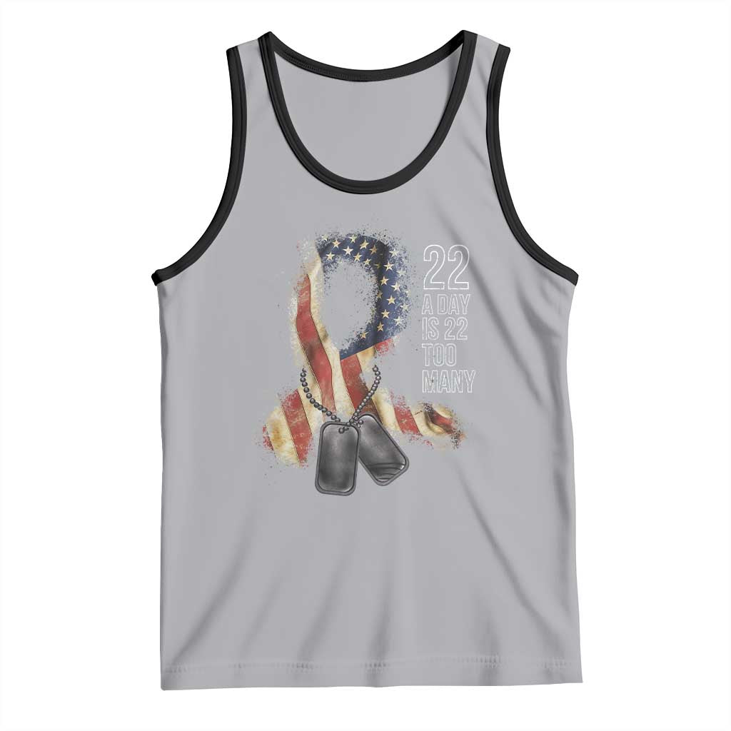 Veteran Suicide Awareness Tank Top 22 A Day Is 22 Too Many American Flag Ribbon TS02 Athletic Heather Black Print Your Wear