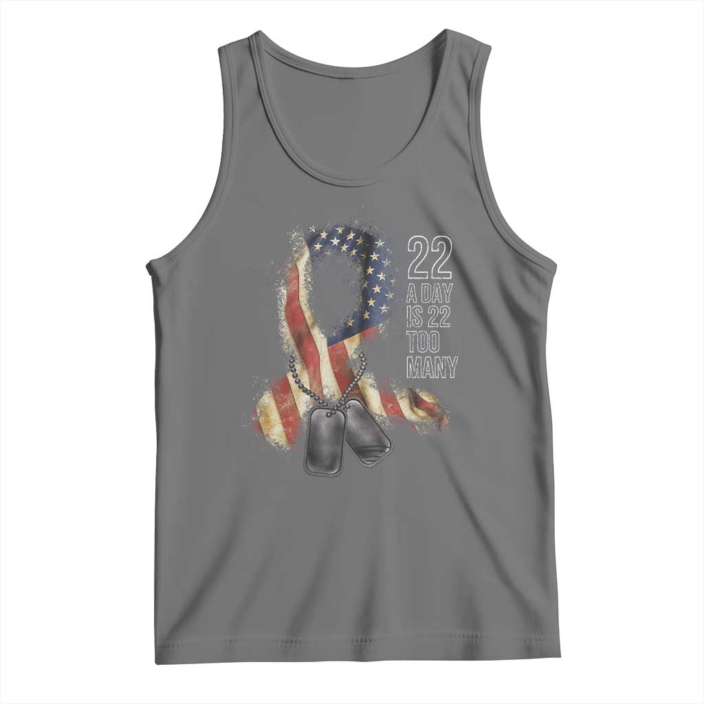Veteran Suicide Awareness Tank Top 22 A Day Is 22 Too Many American Flag Ribbon TS02 Black Heather Print Your Wear
