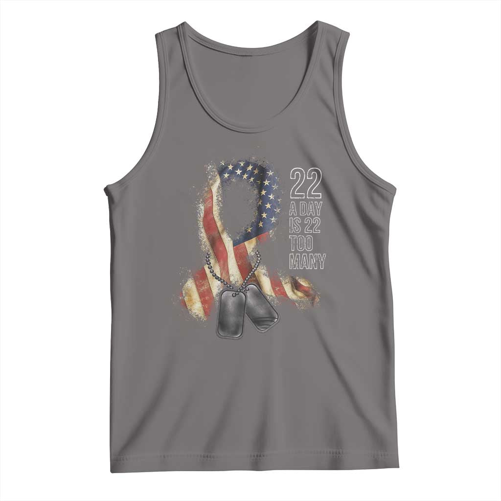 Veteran Suicide Awareness Tank Top 22 A Day Is 22 Too Many American Flag Ribbon TS02 Deep Heather Print Your Wear