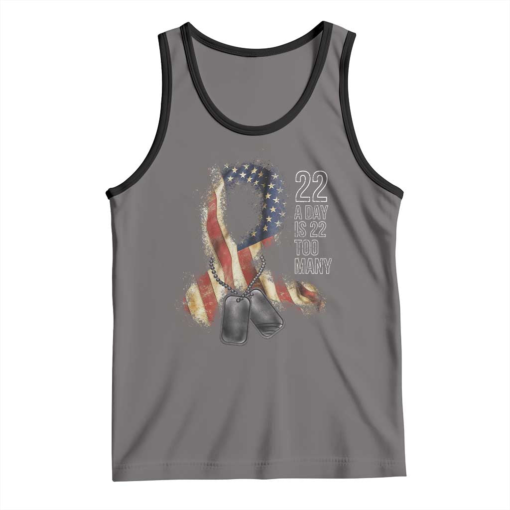 Veteran Suicide Awareness Tank Top 22 A Day Is 22 Too Many American Flag Ribbon TS02 Deep Heather Black Print Your Wear