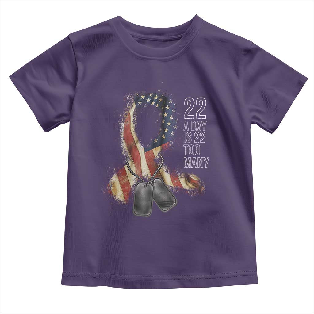 Veteran Suicide Awareness Toddler T Shirt 22 A Day Is 22 Too Many American Flag Ribbon TS02 Purple Print Your Wear