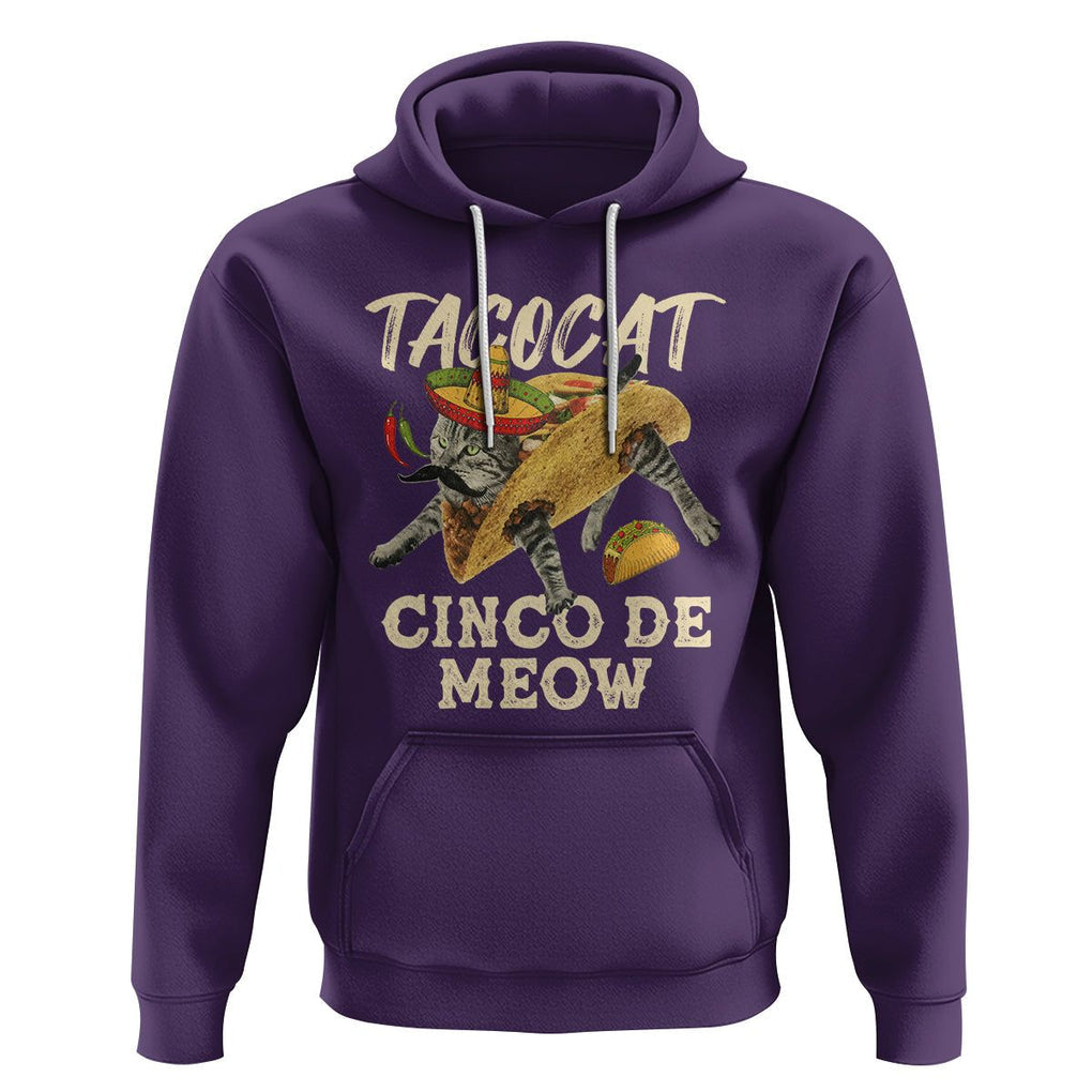 Funny Cat Cinco De Mayo Hoodie Tacocat Cinco De Meow Mexican Tacos Cats Lovers TS02 Purple Printyourwear