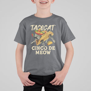 Funny Cat Cinco De Mayo T Shirt For Kid Tacocat Cinco De Meow Mexican Tacos Cats Lovers TS02 Charcoal Printyourwear