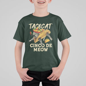 Funny Cat Cinco De Mayo T Shirt For Kid Tacocat Cinco De Meow Mexican Tacos Cats Lovers TS02 Dark Forest Green Printyourwear