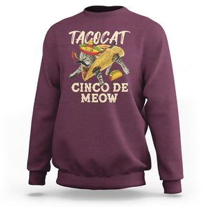 Funny Cat Cinco De Mayo Sweatshirt Tacocat Cinco De Meow Mexican Tacos Cats Lovers TS02 Maroon Printyourwear