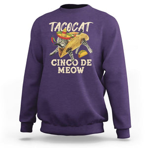 Funny Cat Cinco De Mayo Sweatshirt Tacocat Cinco De Meow Mexican Tacos Cats Lovers TS02 Purple Printyourwear