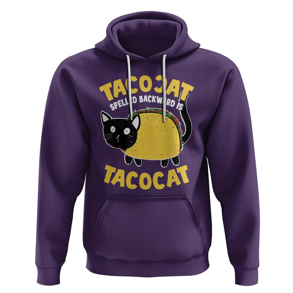 Funny Cat Cinco De Mayo Hoodie Tacocat Spelled Backward Is Tacocat Tacos Cats Lovers TS02 Purple Printyourwear